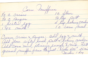 Corn muffins recipe card